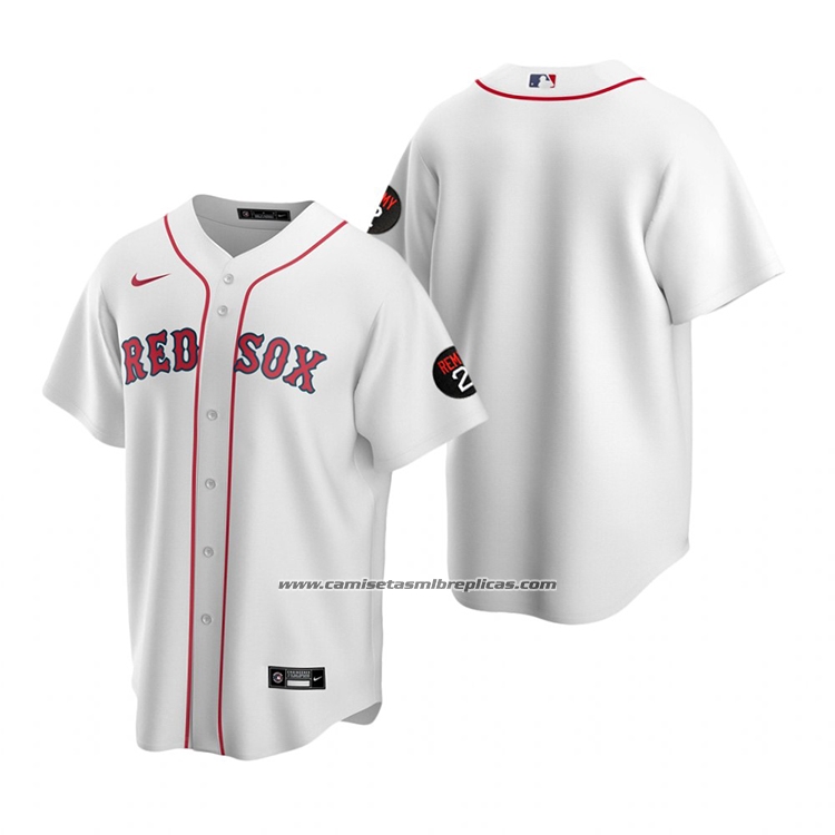Camiseta Beisbol Hombre Boston Red Sox Replica Blanco2